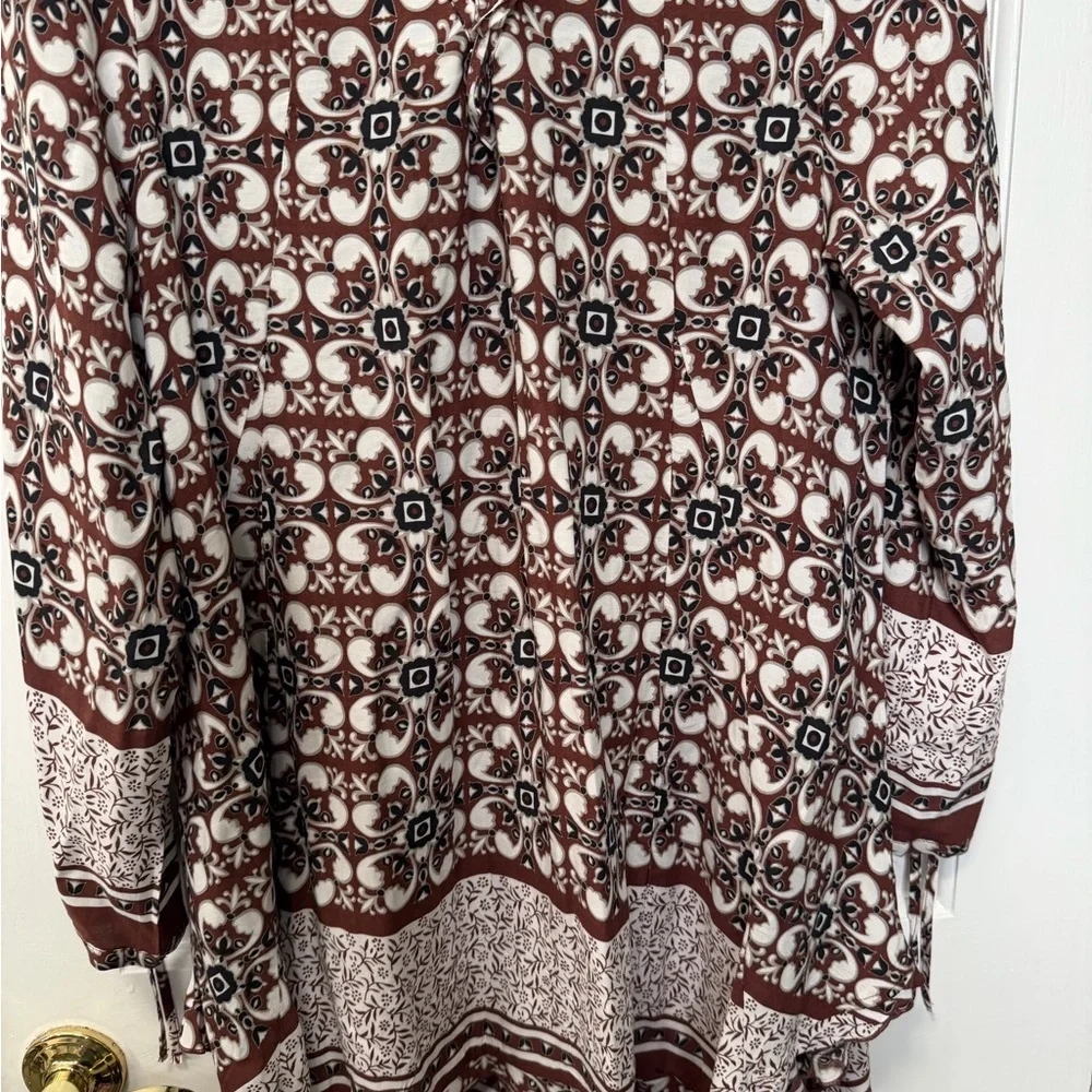 Simply‎ Noelle Brown Boho Print Tunic Top Size L/XL